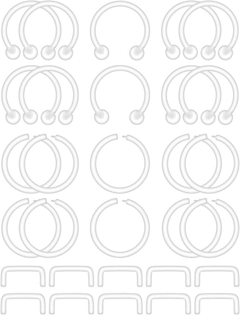 Ftovosyo 30pcs 14G 16G Septum Retainer Plastic Clear Septum Ring Flexible Septum Piercing Jewelry for Work Sport Surgery MRIs - Image 1